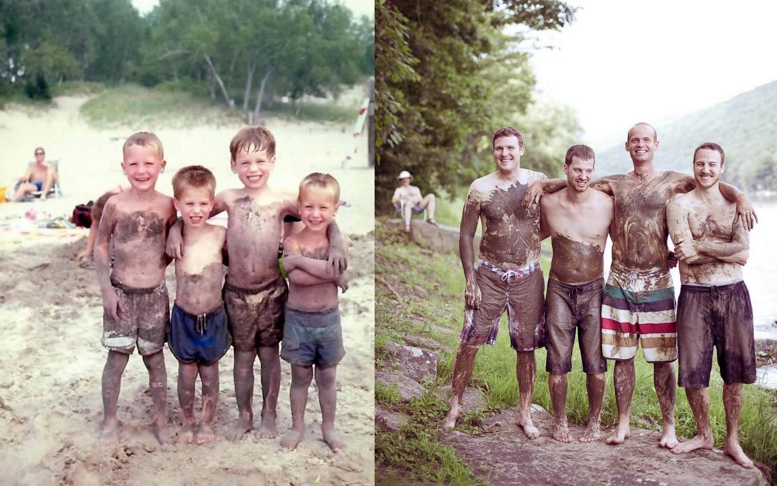 18 photos in which people repeated the shots of past